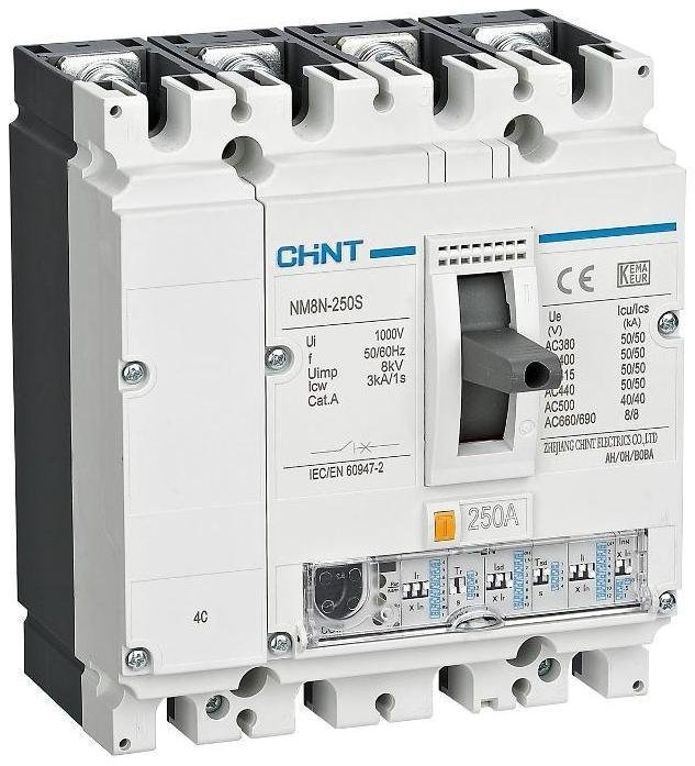 CHINT 271338 Выключатель автоматический NM8N-250S EN 4P 100А 50кА с электр. расцепителем (R)