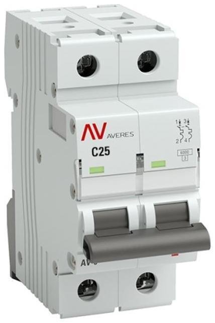 EKF mcb6-DC-2-25C-av Выключатель автоматический двухполюсный AV-6 DC 25А C 6кА AVERES