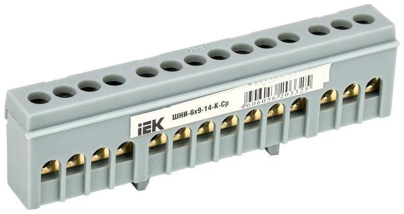 IEK YNN10-69-14KD-K02 Шина L "фаза" в корпусном изоляторе на DIN-рейку ШНИ-6х9-14-К-Ср