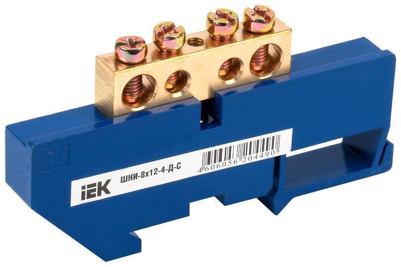 IEK YNN10-812-4D-K07 Шина N "ноль" на DIN-изоляторе ШНИ-8х12-4-Д-С [в упаковке 20, цена за 1 шт]