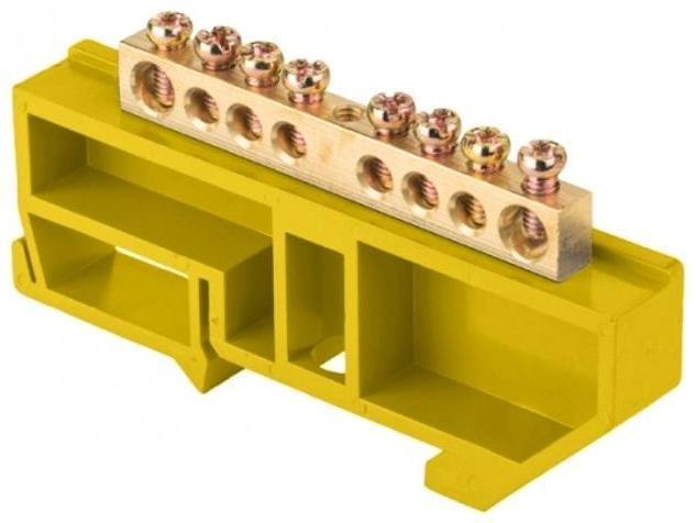 EKF sn0-63-08-dz-r Шина "0" N (6х9мм) 8 отверстий латунь желтый изолятор на DIN-рейку розничный стикер PROxima