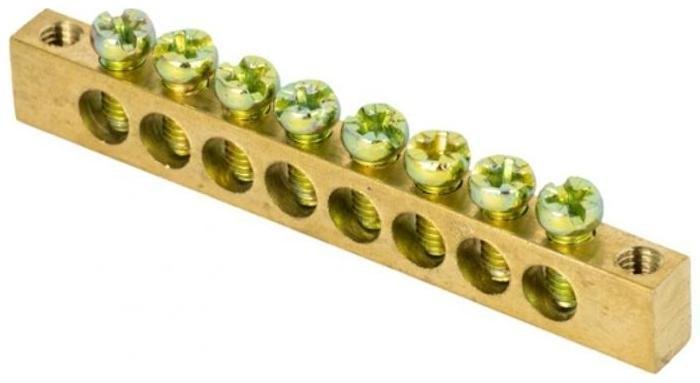 EKF sn0-63-08-k Шина PEN "ноль-земля" (6х9мм) 8 отверстий латунь крепеж по краям PROxima