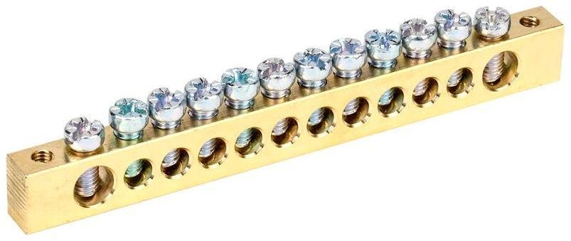 IEK YNN21-12-100 Шина PEN "земля-ноль" 8х12мм 12/2 (12групп/креп по краям)