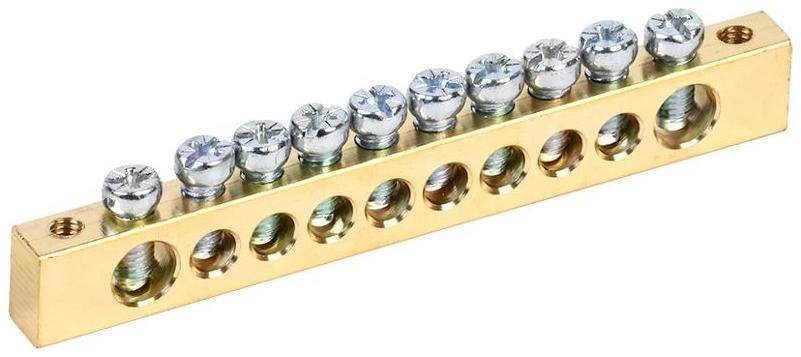 IEK YNN21-10-100 Шина PEN "земля-ноль" 8х12мм 10/2 (10групп/креп по краям)