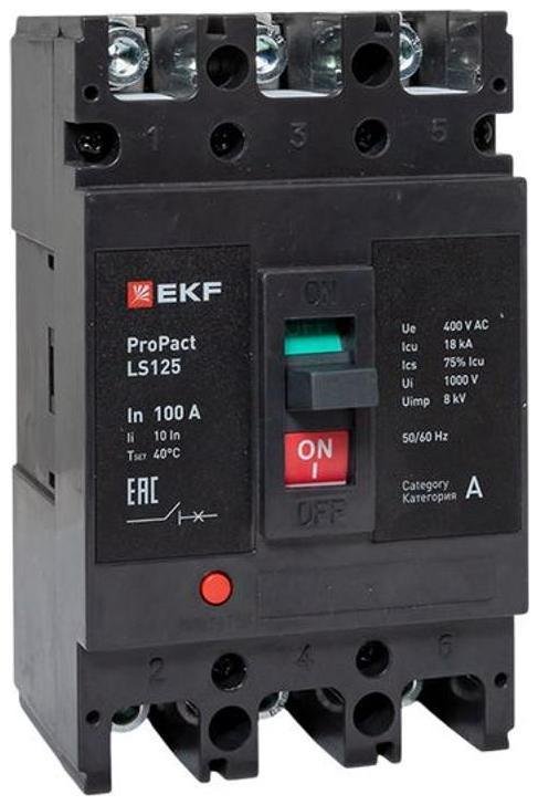 EKF mccb-125-18-3-100-ls Выключатель автоматический LS125 18кА 3P 100А ProPact EKF