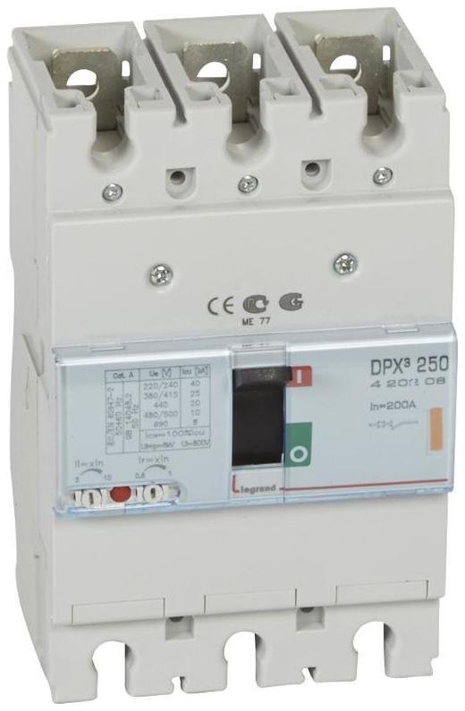Legrand 420208 Автоматический выключатель DPX3 250 - термомагнитный расцепитель - 25 кА - 400 В" - 3П - 200 А