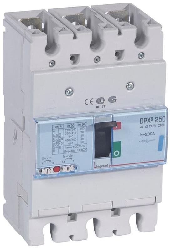 Legrand 420608 Автоматический выключатель DPX3 250 - термомагнитный расцепитель - 70 кА - 400 В" - 3П - 200 А
