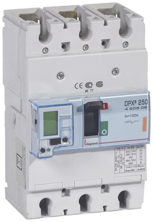 Legrand 420305 Автоматический выключатель DPX3 250 - эл. расц. - 25 кА - 400 В" - 3П - 100 А