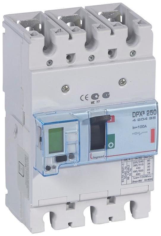 Legrand 420435 Автоматический выключатель DPX3 250 - эл. расц. с изм. блоком - 36 кА - 400 В" - 3П - 100 А