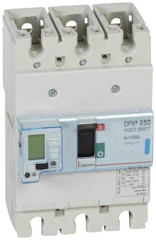 Legrand 420667 Автоматический выключатель DPX3 250 - эл. расцепитель - с изм. блоком - 70 кА - 400 В" - 3П - 100 А