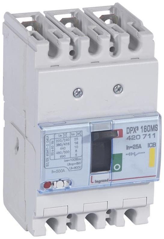 Legrand 420711 Автоматический выключатель DPX3 160 - магнитный расцепитель - 16 кА - 400 В" - 3П - 25 А
