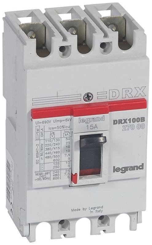 Legrand 027000 DRX125 термомагнитный 15A 3П 10KA