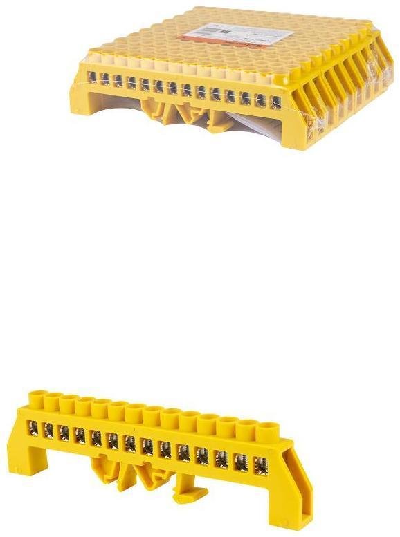 TDM electric SQ0801-0218 Шина "PE" "земля" в желтом изоляторе на DIN-рейку 8x12мм 14 групп [в упаковке 10, цена за 1 шт]