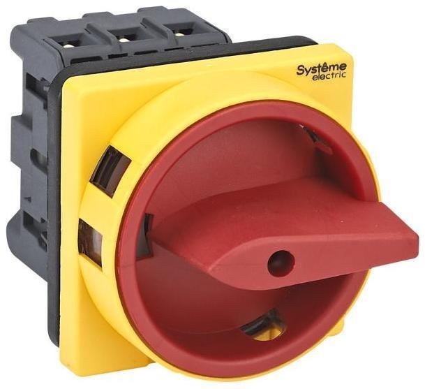 Systeme Electric MSD25310R Выключатель-Разъединитель 3P 25A IP20 с красной рукояткой на дверцу 4 винтами с замком