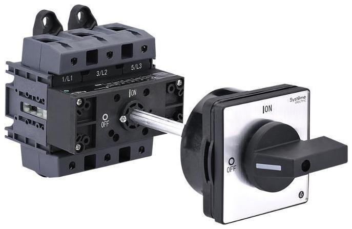 Systeme Electric MSD125340B Выключатель-Разъединитель 3P 125A IP20 С ЧЁРНОЙ выносной рукояткой на дин-рейке/плате