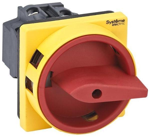 Systeme Electric MSD20310R Выключатель-Разъединитель 3P 20A IP20 с красной рукояткой на дверцу 4 винтами с замком