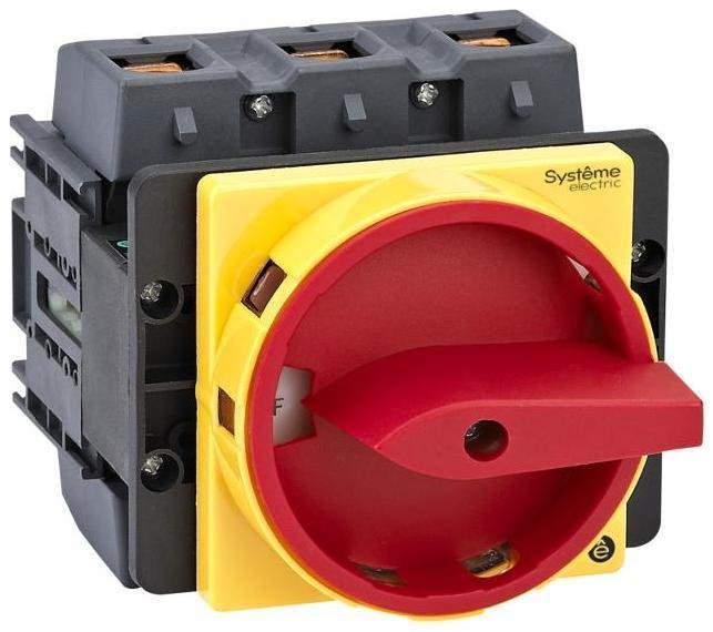 Systeme Electric MSD125310R Выключатель-Разъединитель 3P 125A IP20 с красной рукояткой на дверцу 4 винтами с замком