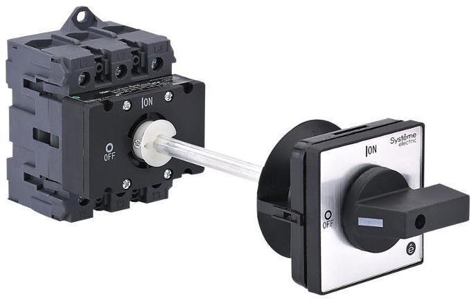Systeme Electric MSD80340B Выключатель-Разъединитель 3P 80A IP20 С ЧЁРНОЙ выносной рукояткой на дин-рейке/плате