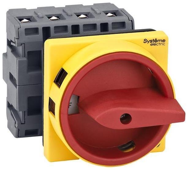 Systeme Electric MSD63410R Выключатель-Разъединитель 4P 63A IP20 с красной рукояткой на дверцу 4 винтами с замком
