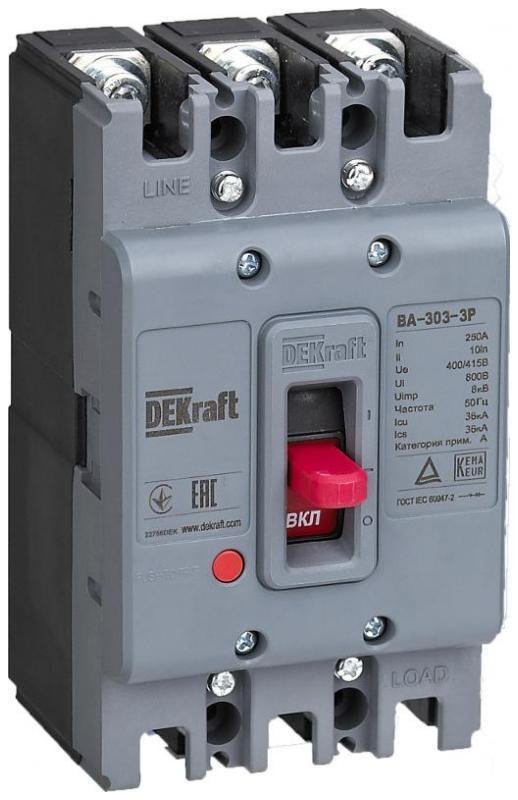DEKraft 22815DEK Силовой авт. выкл. для защиты двиг. 3P 225А 36кА ВА-303