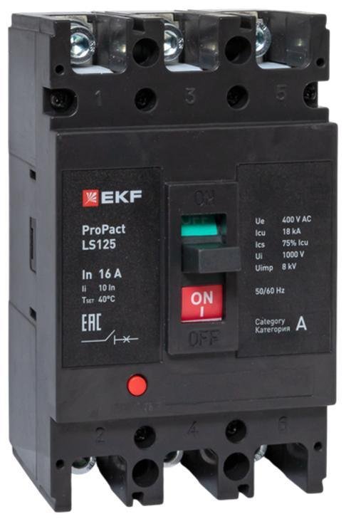 EKF mccb-125-18-3-16-ls Выключатель автоматический LS125 18кА 3P 16А ProPact