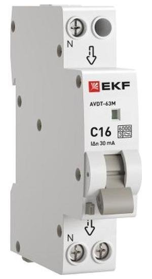 EKF D636EA16C30 Выключатель автоматический дифференциального тока АВДТ-63М 16А/30мА (1 мод. характеристика C, электронный, тип A) 6кА PROxima