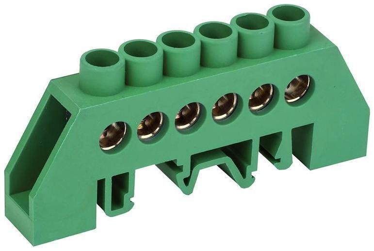 Rexant 11-2306 Шина PE "земля" в комбинированном зеленом изоляторе на DIN-рейку 6x9 мм 6 групп