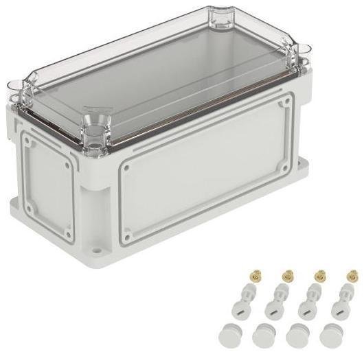 DKC 531311 Корпус пластиковый RAM box IP67 300х150х160 мм (высота крышки 35) стенка с выбивными фланцами прозрачная крышка