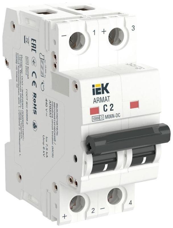 IEK AR-M06N-2-C002DC ARMAT Авт. выкл. M06N-DC 2P C 2А