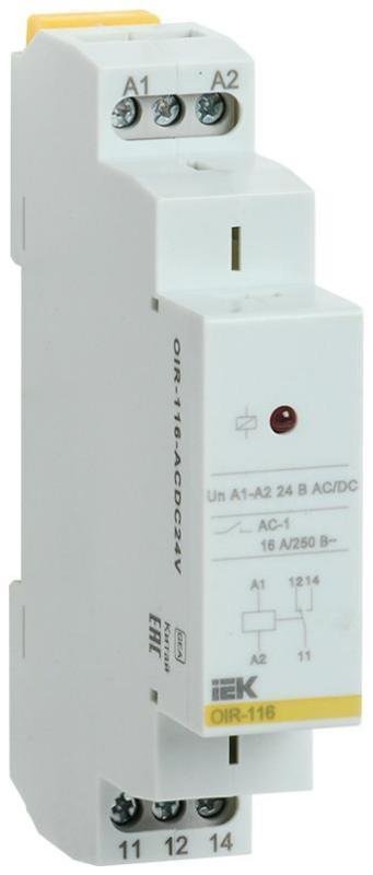 IEK OIR-116-ACDC24V Промежут. реле.OIR 1 конт (16А). 24 В AC/DC