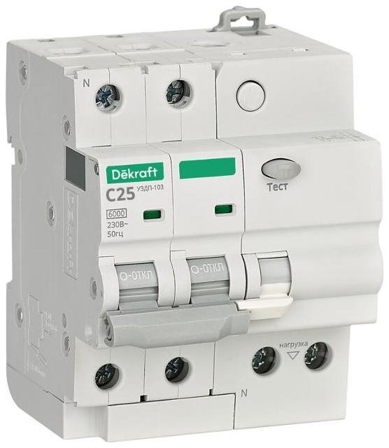 DEKraft 19091DEK Устройство защиты от дугового пробоя 2P 25A УЗДП-103 6кА