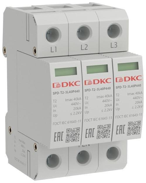 DKC SPD-T2-3L40P440 Устройство защиты от импульcных перенапряжений (УЗИП) YON max тип 2 3п Imax 40kA со сменным модулем Un 440V