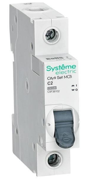 Systeme Electric C9F36102 Выключатель автоматический City9 Set C 2A 1P 6kA [в упаковке 12, цена за 1 шт]