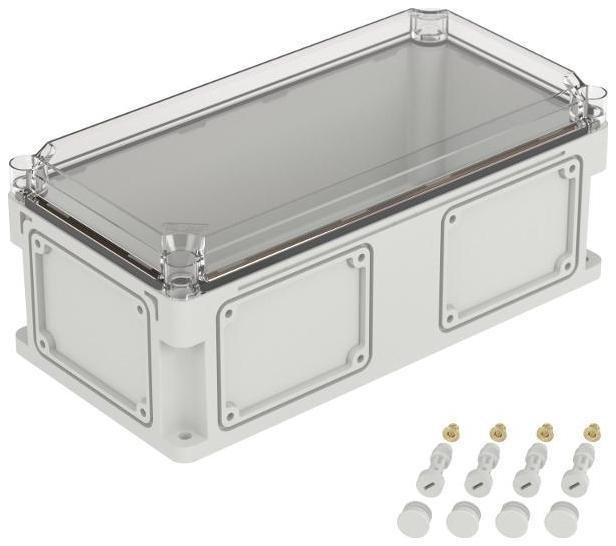 DKC 542311 Корпус пластиковый RAM box IP67 400х200х160 мм (высота крышки 35) стенка с выбивными фланцами прозрачная крышка