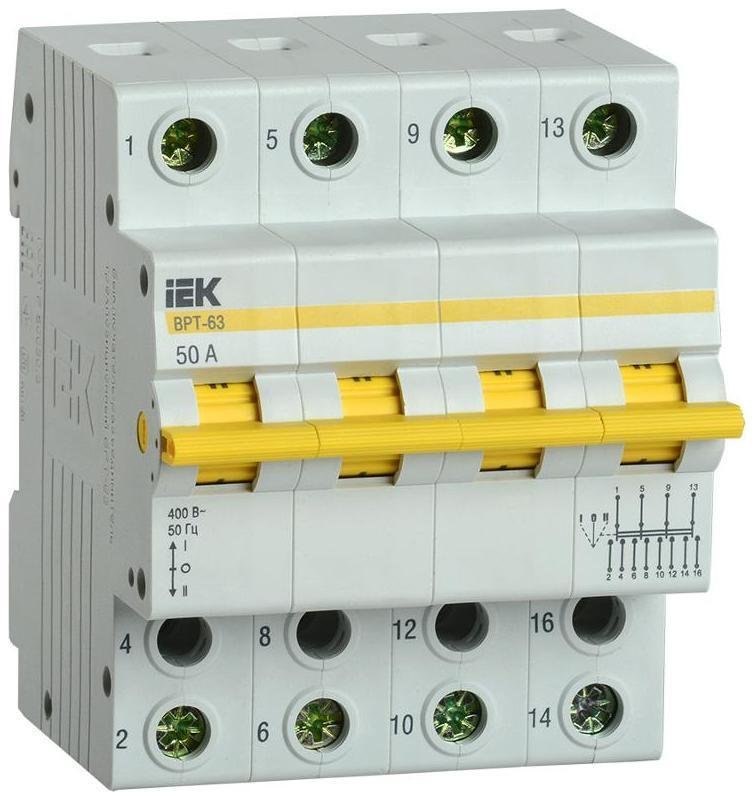IEK MPR10-4-050 Выключатель-разъединитель (рубильник) трехпозиционный ВРТ-63 4п 50А