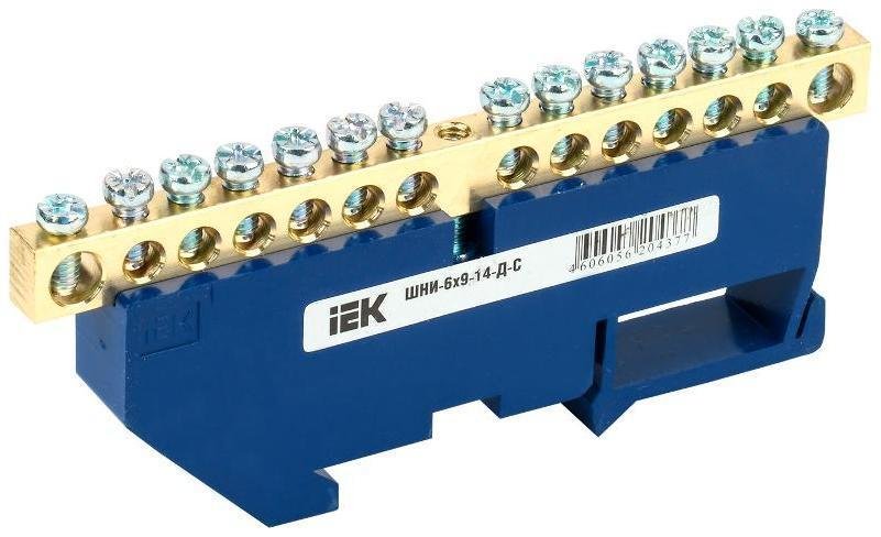 IEK YNN10-69-14D-K07 Шина N "ноль" на DIN-изоляторе ШНИ-6х9-14-Д-С