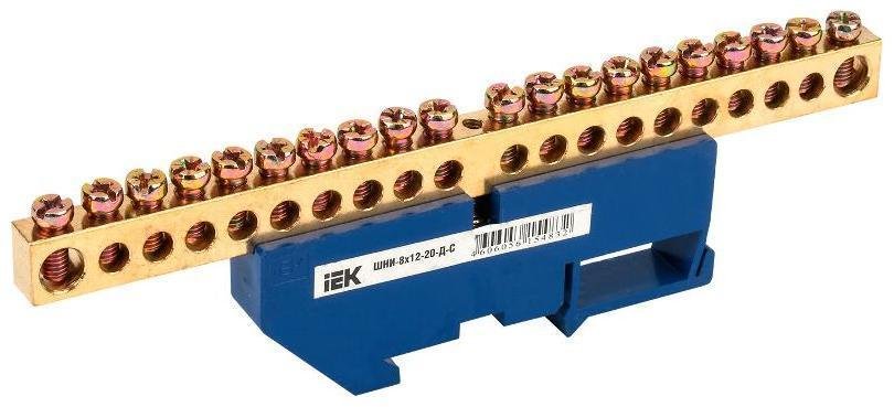 IEK YNN10-812-20D-K07 Шина N ноль на DIN-изоляторе ШНИ-8х12-20-Д-С [в упаковке 20, цена за 1 шт]