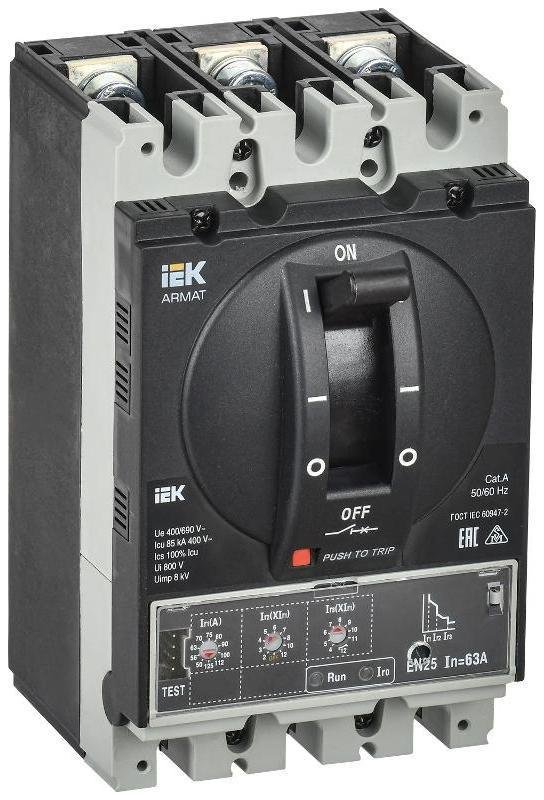 IEK AR-MCCB-3A-085-0063A-ELSC ARMAT Авт. выкл. лит. корпус 3P A 85кА 63А эл. станд