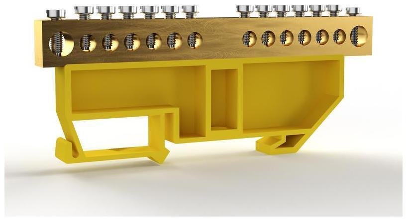 TOKOV electric TKE-BCB-812-14-DIN/PE Шина PE "земля" на DIN-изоляторе 8х12мм 14 отвер. латунь