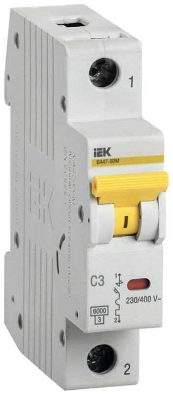 IEK MVA31-1-003-C Выключатель автоматический однополюсный ВА47-60M 1Р 3А 6кА С KARAT