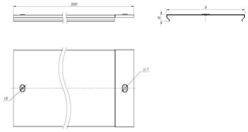 EKF k40010 Крышка для лотка осн.400 L3000 сталь 0.7мм оцинк