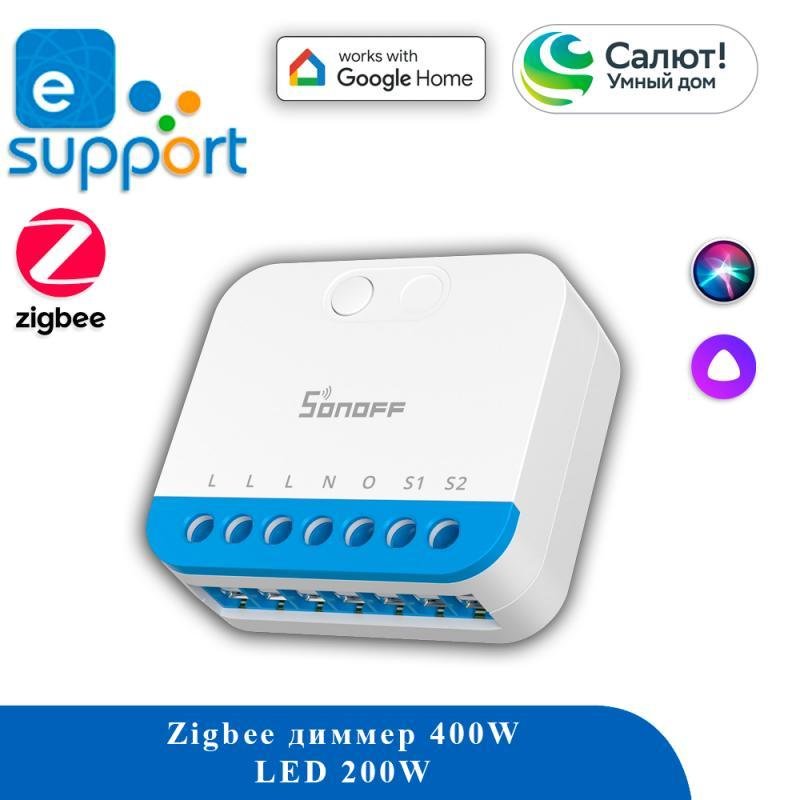 Sonoff MINI-ZBDIM Умный диммер, Zigbee, монтаж встроенный, цвет белый, 400 Вт