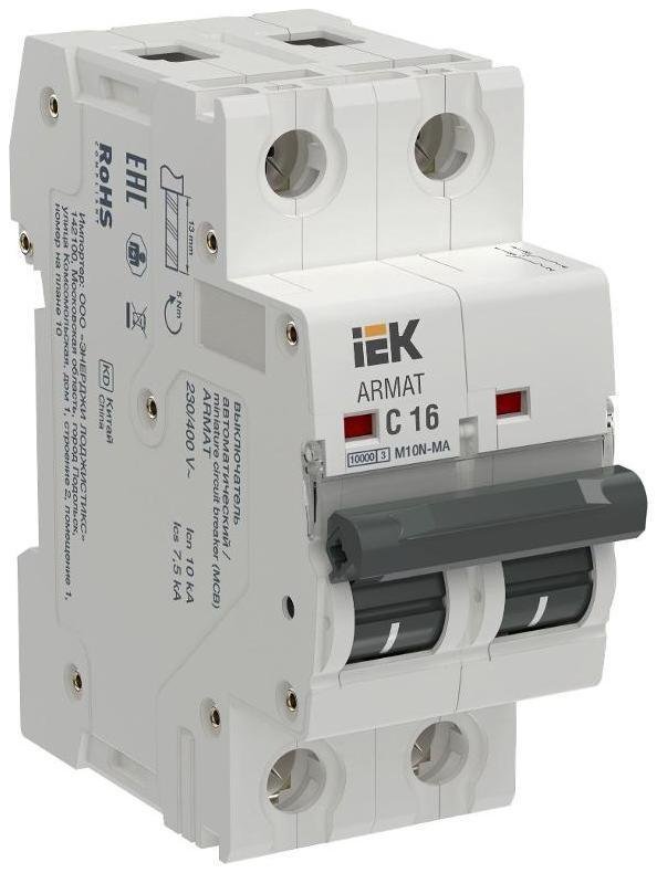 IEK AR-M10N-MA-2-C016 ARMAT Автоматический выключатель без теплового расцепителя M10N-MA 2P C 16А