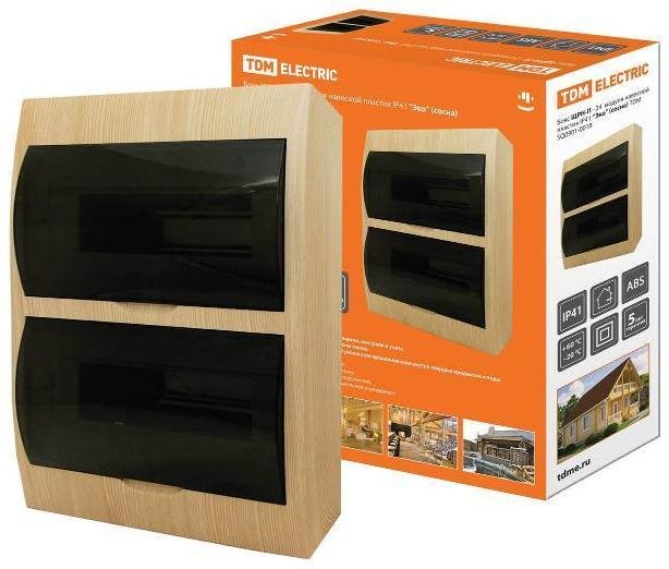 TDM electric SQ0901-0018 Бокс пластиковый навесной ЩРН-П-24 модулей IP41 "Эко" (сосна)