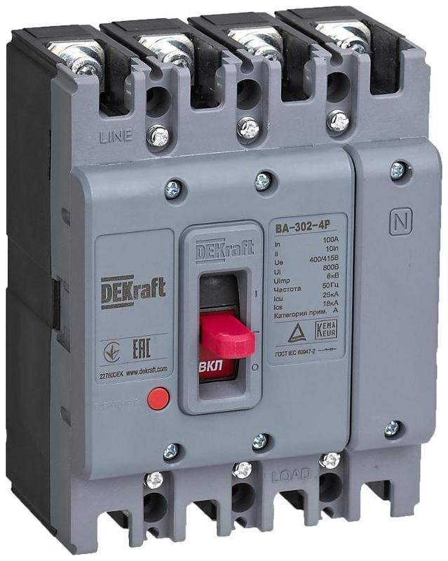 DEKraft 22774DEK Силовой авт. выкл. 4P 25А 25кА ВА-302