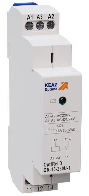 КЭАЗ 332041 Реле промежуточное OptiRel D GR-16-024U-3 модульное 16А 24В AC/DC 3СО