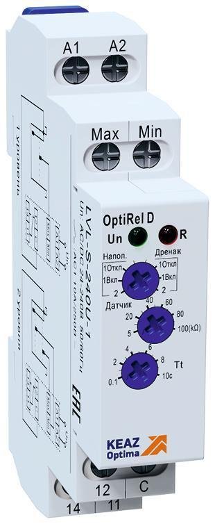 КЭАЗ 332024 Реле контроля уровня OptiRel D LVL-S-240U-1 с датчиком 1,5м 10А 1СО 24-240АС/DC