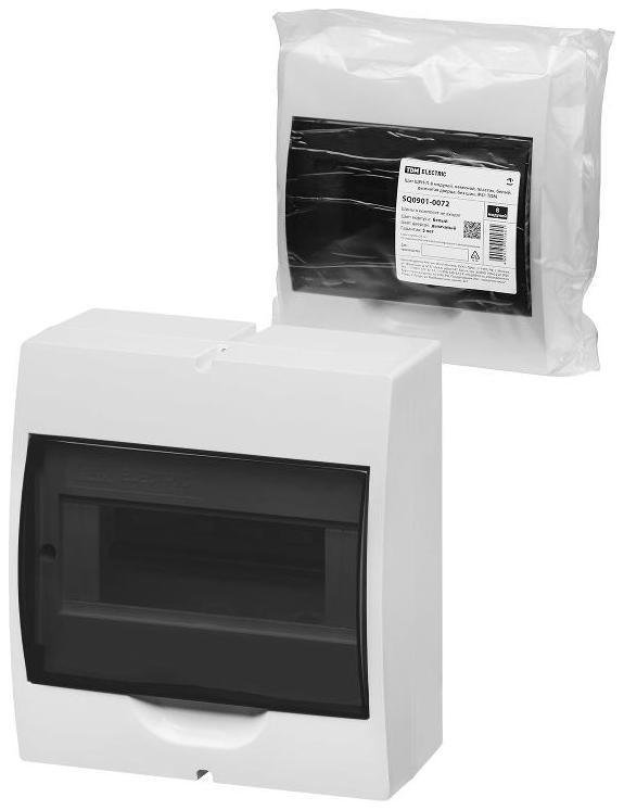 TDM electric SQ0901-0072 Корпус пластиковый навесной ЩРН-П-8 модулей белый, дымчатая дверца, без шин, IP41