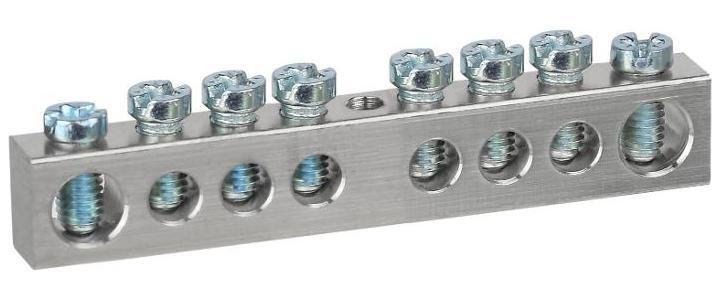 Эра Б0062870 Шина NO-224-79 PEN земля-ноль 6х9мм 8/1 никелированная с креплениями по центру [в упаковке 10, цена за 1 шт]