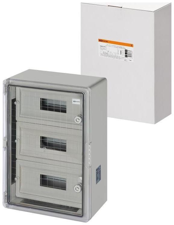 TDM electric SQ0933-0217 Бокс пластиковый навесной ЩРН-П-36 модулей, прозр. крышка, ABS, IP65, от -45 до +75 °С (350х500х190)